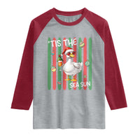 Funny Christmas In July Goose Raglan Shirt Tis The Sea Sun
