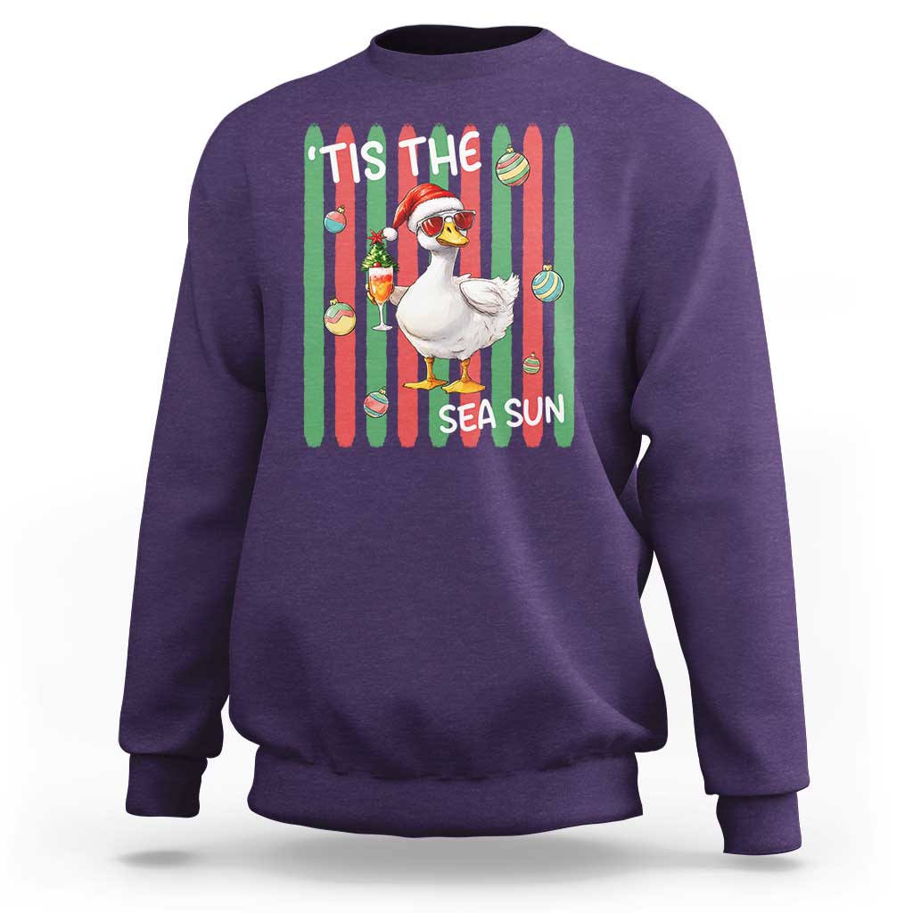 Funny Christmas In July Goose Sweatshirt Tis The Sea Sun