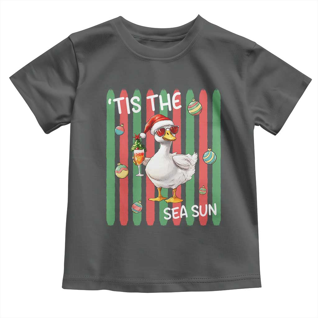 Funny Christmas In July Goose Toddler T Shirt Tis The Sea Sun