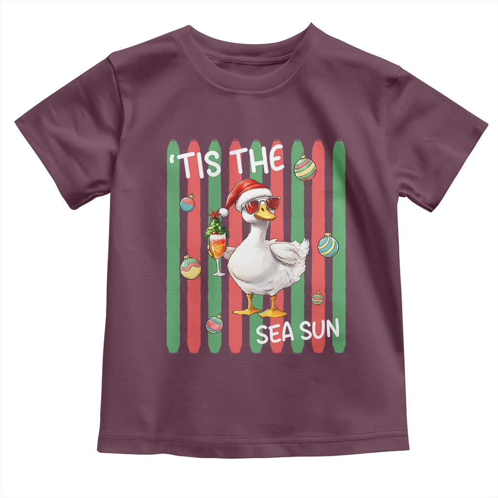 Funny Christmas In July Goose Toddler T Shirt Tis The Sea Sun