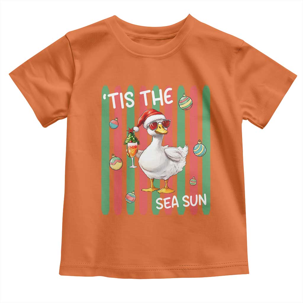 Funny Christmas In July Goose Toddler T Shirt Tis The Sea Sun