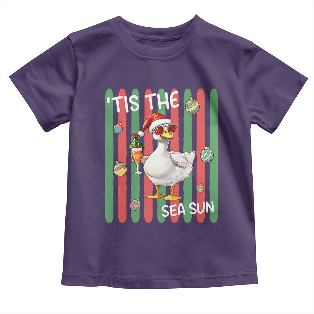 Funny Christmas In July Goose Toddler T Shirt Tis The Sea Sun