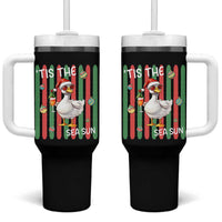 Funny Christmas In July Goose Tumbler With Handle Tis The Sea Sun