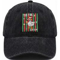 Funny Christmas In July Goose Washed Cotton Baseball Cap Tis The Sea Sun