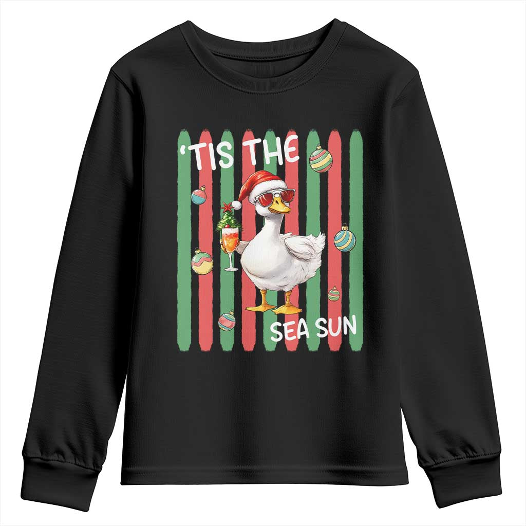 Funny Christmas In July Goose Youth Sweatshirt Tis The Sea Sun