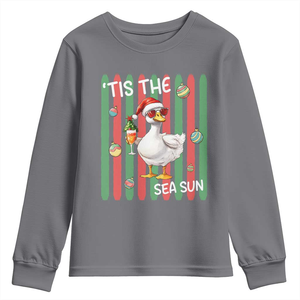 Funny Christmas In July Goose Youth Sweatshirt Tis The Sea Sun