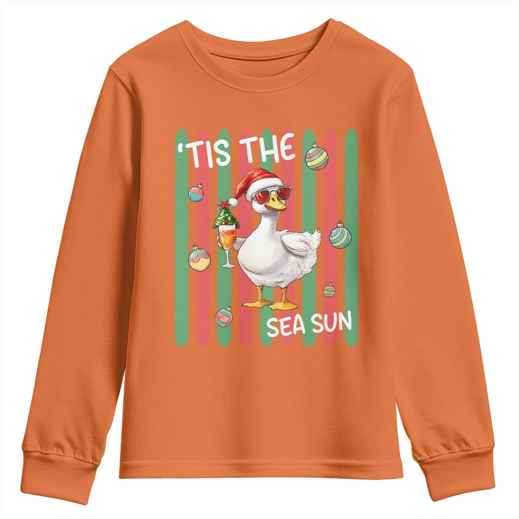 Funny Christmas In July Goose Youth Sweatshirt Tis The Sea Sun