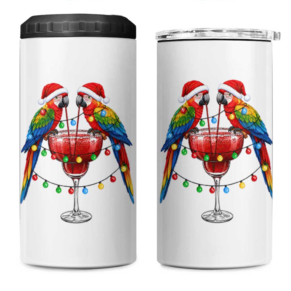 Christmas In July Parrots 4 in 1 Can Cooler Tumbler Summer Beach Party Gift