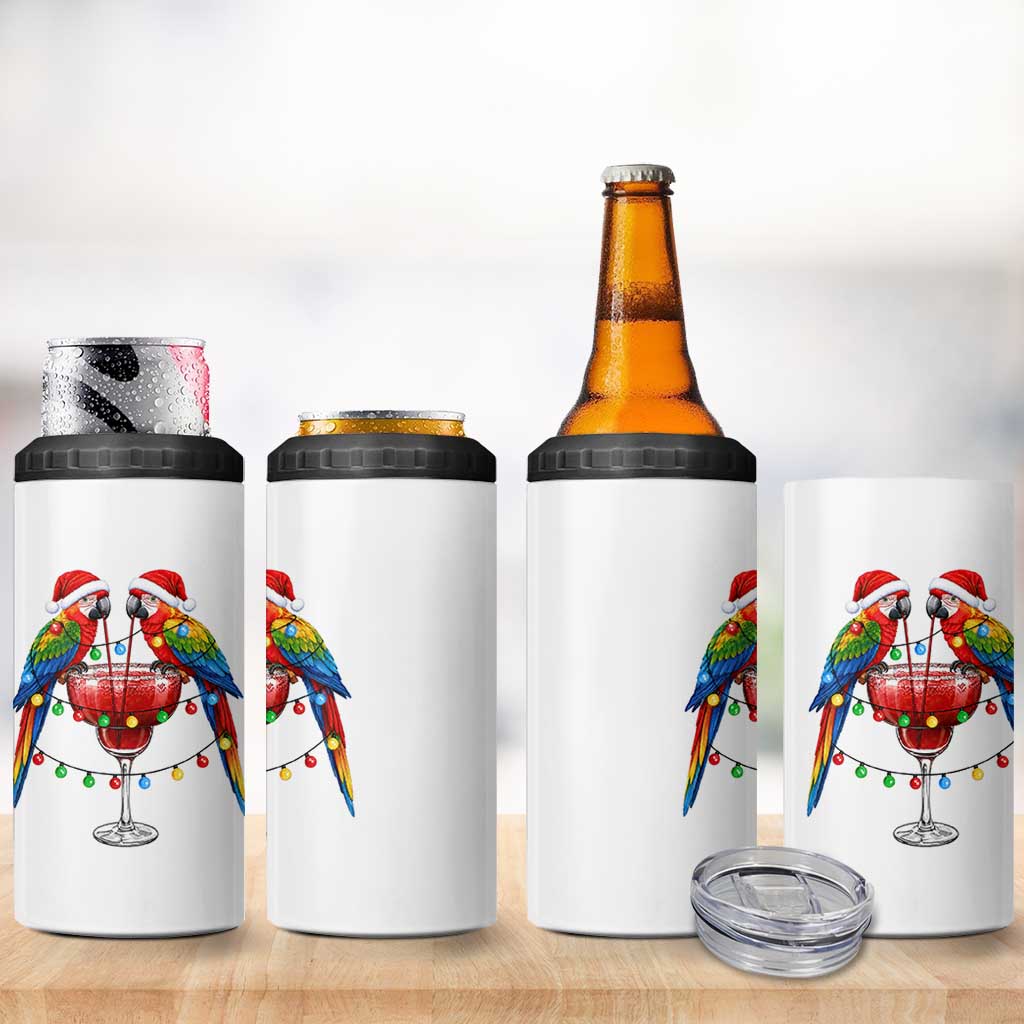 Christmas In July Parrots 4 in 1 Can Cooler Tumbler Summer Beach Party Gift