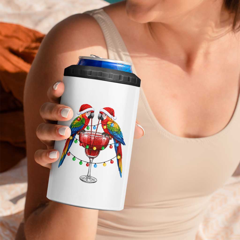 Christmas In July Parrots 4 in 1 Can Cooler Tumbler Summer Beach Party Gift