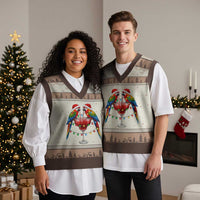 Christmas In July Parrots V-Neck Knit Sweater Vest Summer Beach Party Gift