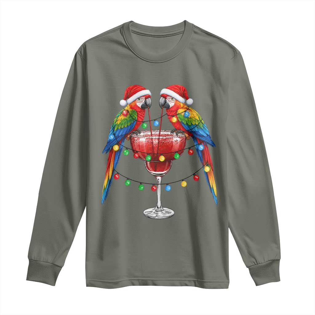 Christmas In July Parrots Long Sleeve Shirt Summer Beach Party Gift