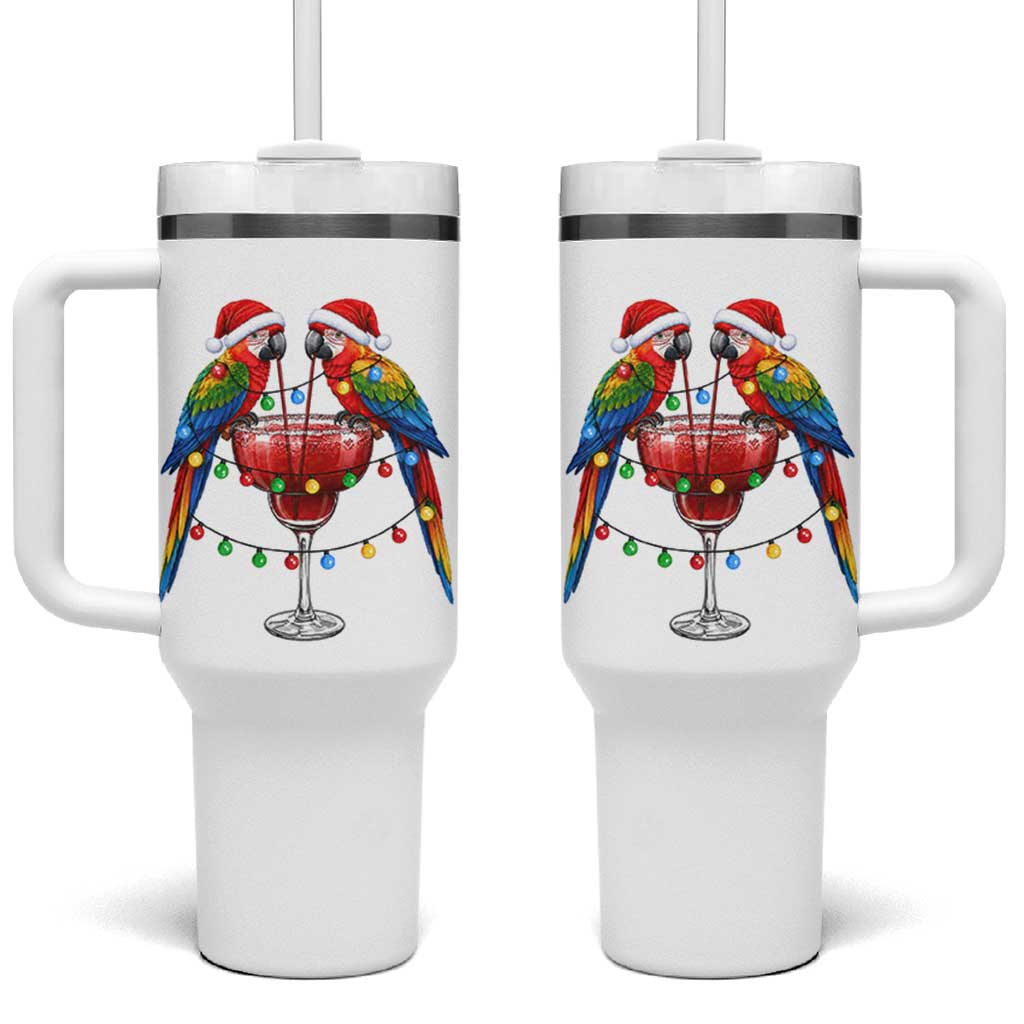 Christmas In July Parrots Tumbler With Handle Summer Beach Party Gift