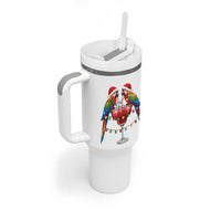 Christmas In July Parrots Tumbler With Handle Summer Beach Party Gift