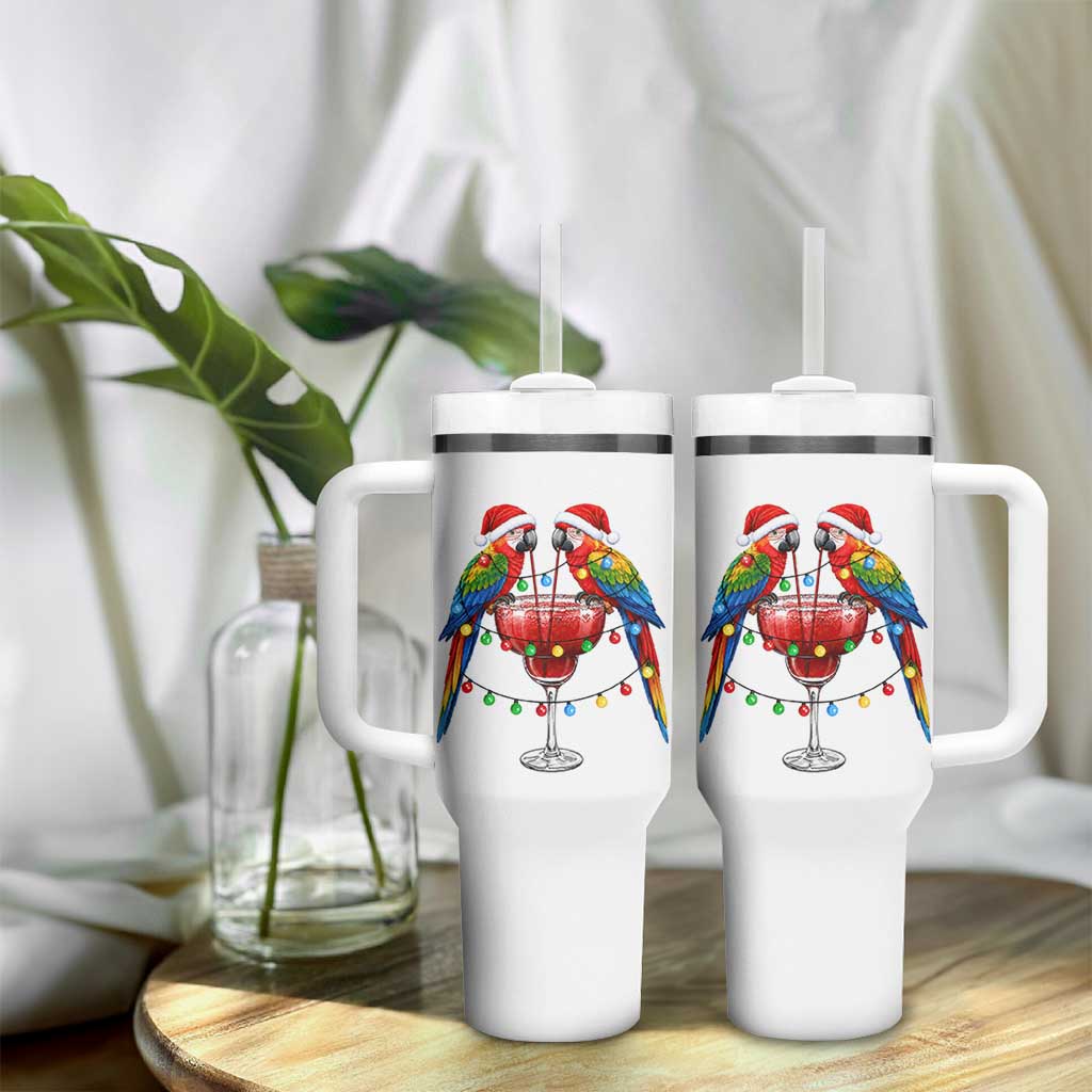 Christmas In July Parrots Tumbler With Handle Summer Beach Party Gift