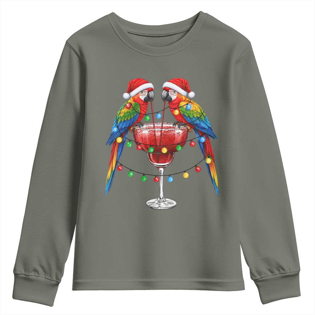 Christmas In July Parrots Youth Sweatshirt Summer Beach Party Gift