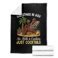 Funny Christmas In July Bigfoot Throw Blanket No Milk And Cookies Just Cocktails