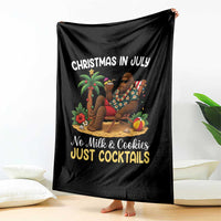 Funny Christmas In July Bigfoot Throw Blanket No Milk And Cookies Just Cocktails
