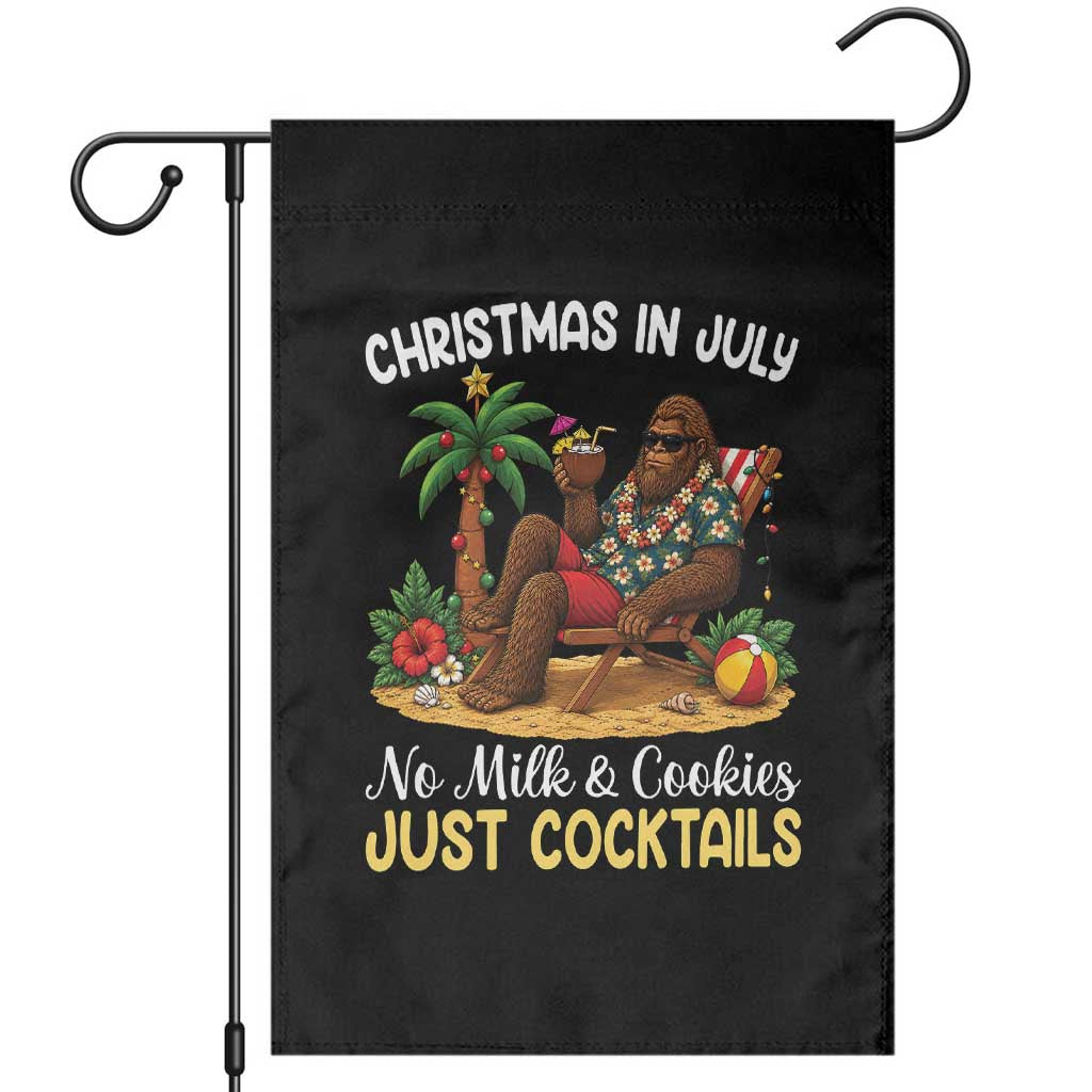 Funny Christmas In July Bigfoot Garden Flag No Milk And Cookies Just Cocktails