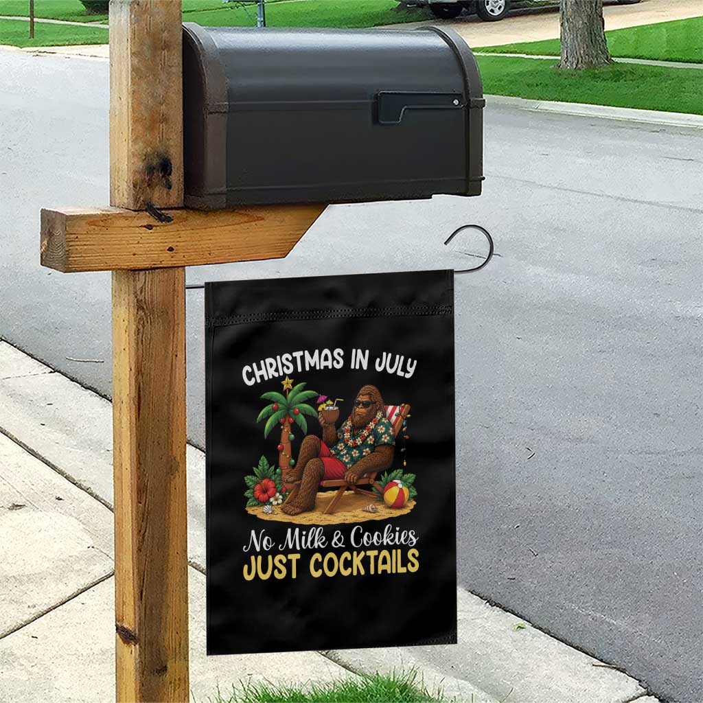 Funny Christmas In July Bigfoot Garden Flag No Milk And Cookies Just Cocktails