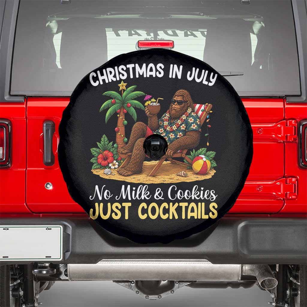 Funny Christmas In July Bigfoot Spare Tire Cover No Milk And Cookies Just Cocktails