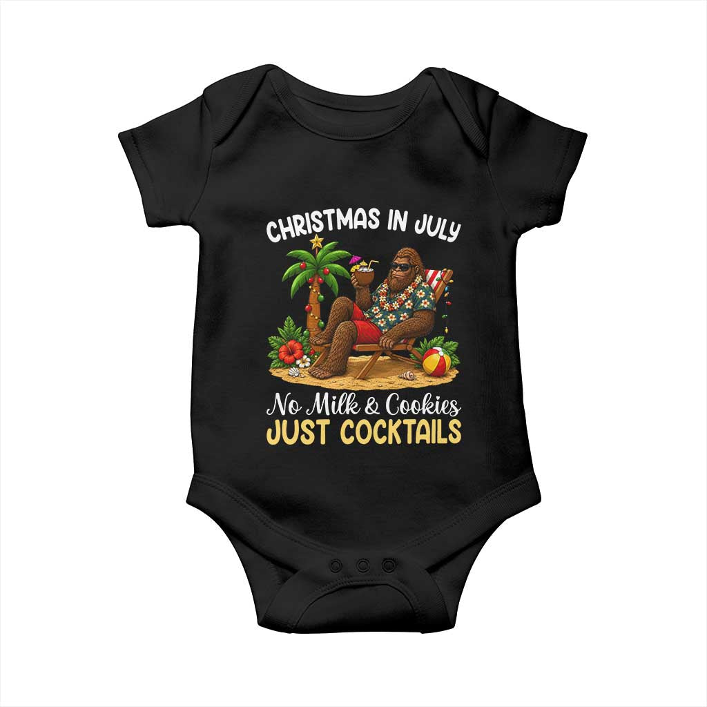 Funny Christmas In July Bigfoot Baby Onesie No Milk And Cookies Just Cocktails