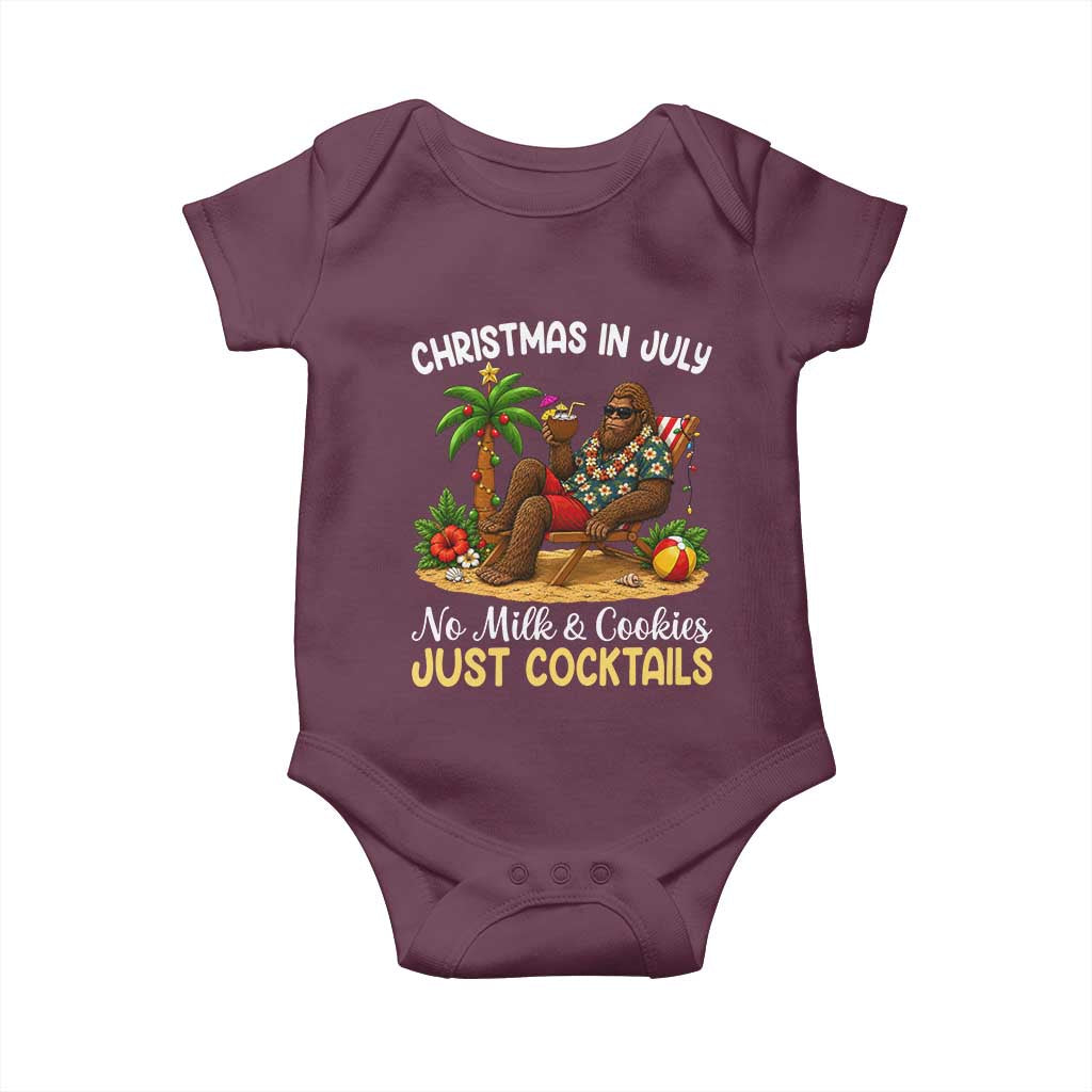 Funny Christmas In July Bigfoot Baby Onesie No Milk And Cookies Just Cocktails