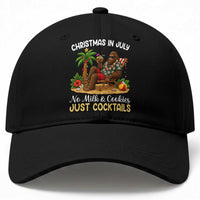 Funny Christmas In July Bigfoot Baseball Cap No Milk And Cookies Just Cocktails