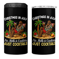 Funny Christmas In July Bigfoot 4 in 1 Can Cooler Tumbler No Milk And Cookies Just Cocktails