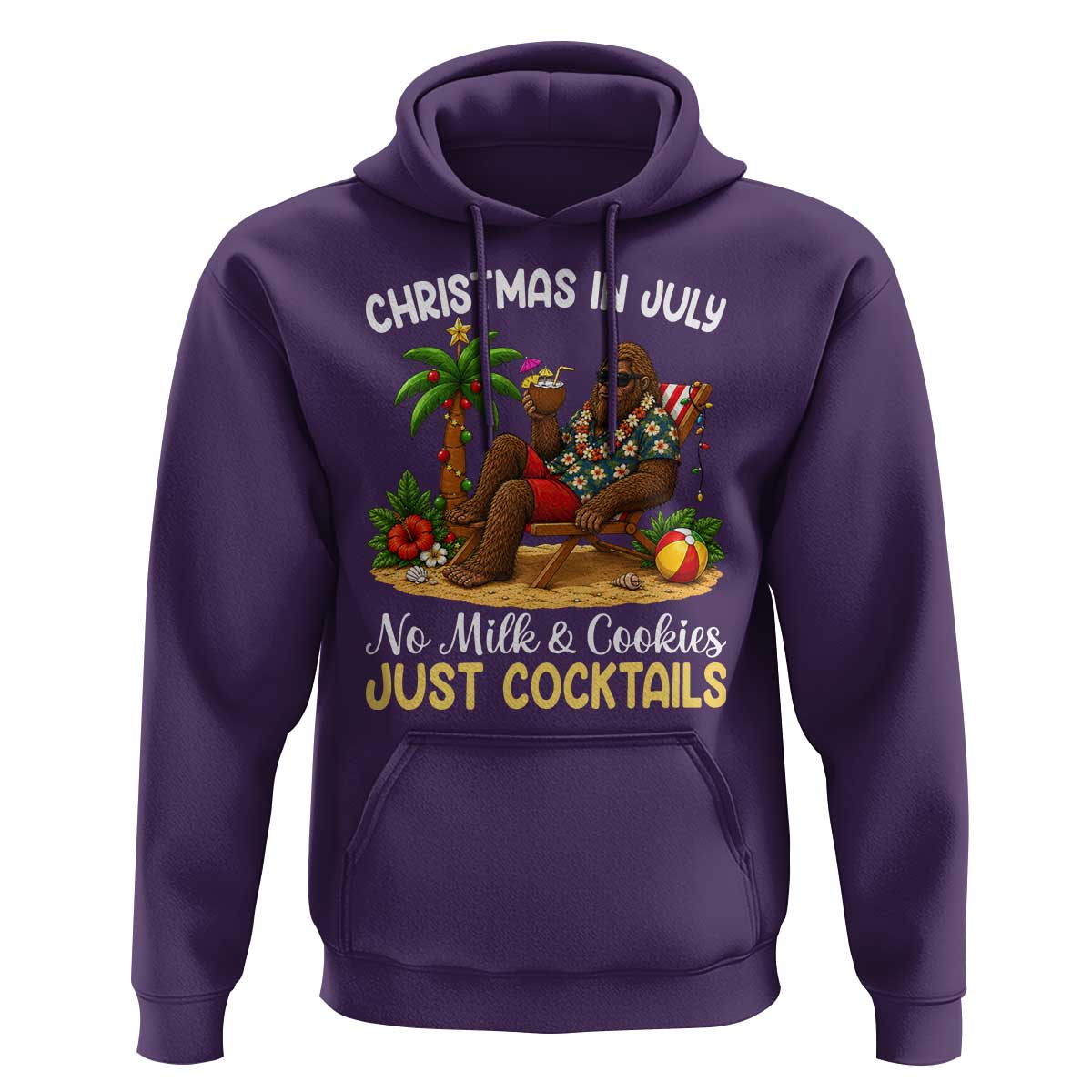 Funny Christmas In July Bigfoot Hoodie No Milk And Cookies Just Cocktails