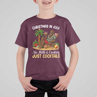 Funny Christmas In July Bigfoot T Shirt For Kid No Milk And Cookies Just Cocktails