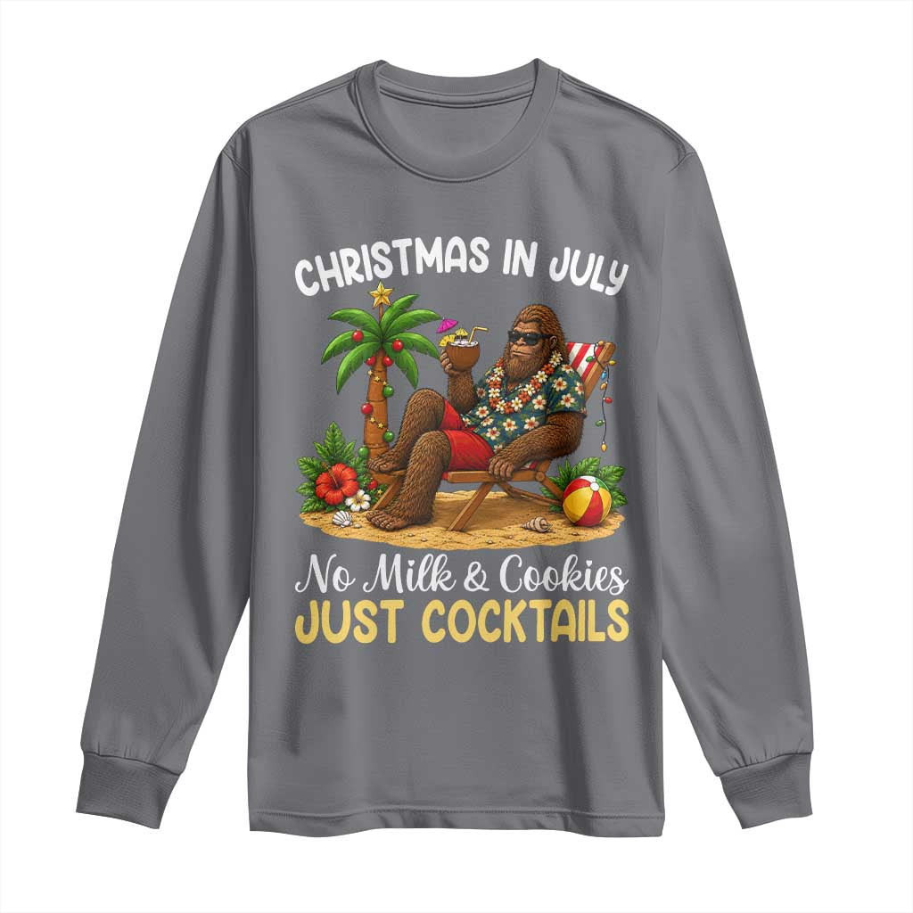 Funny Christmas In July Bigfoot Long Sleeve Shirt No Milk And Cookies Just Cocktails