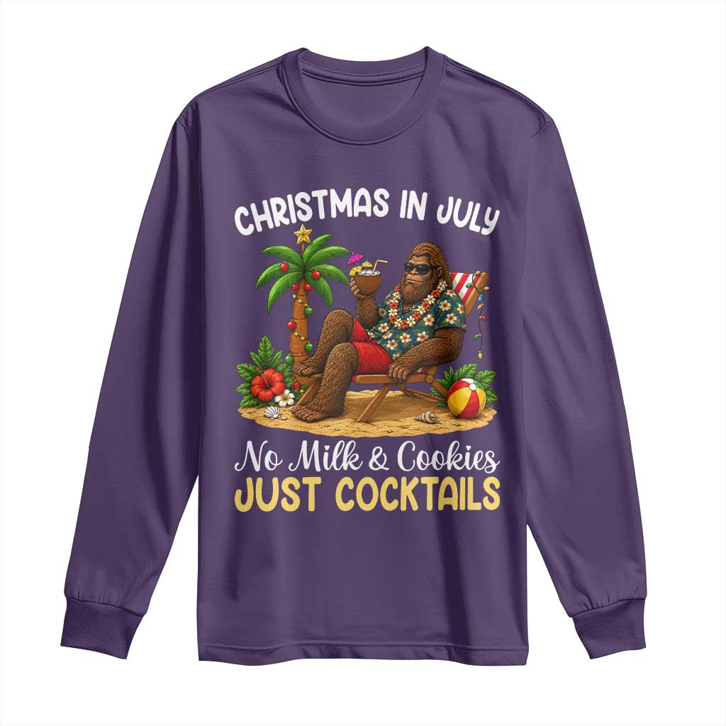 Funny Christmas In July Bigfoot Long Sleeve Shirt No Milk And Cookies Just Cocktails