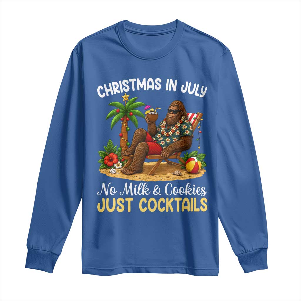 Funny Christmas In July Bigfoot Long Sleeve Shirt No Milk And Cookies Just Cocktails