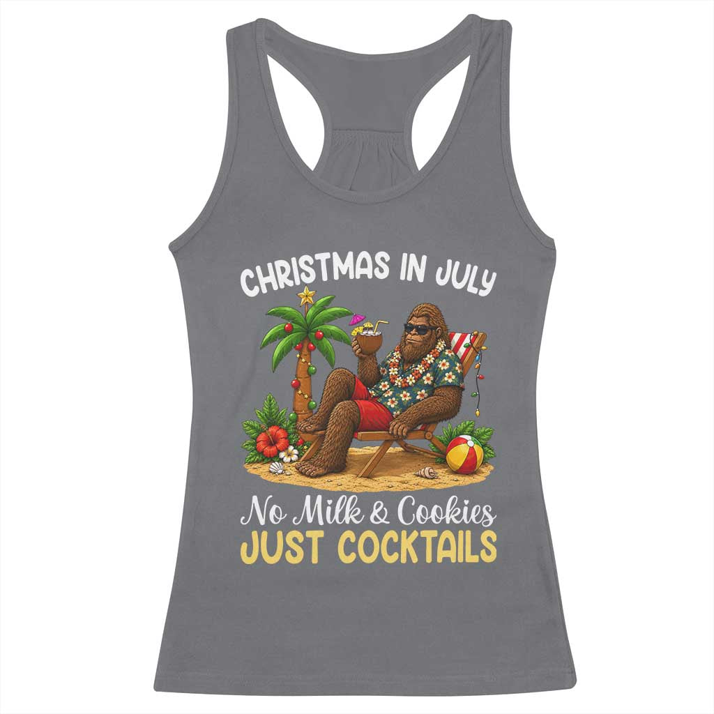 Funny Christmas In July Bigfoot Racerback Tank Top No Milk And Cookies Just Cocktails