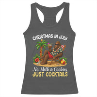 Funny Christmas In July Bigfoot Racerback Tank Top No Milk And Cookies Just Cocktails