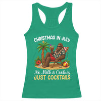 Funny Christmas In July Bigfoot Racerback Tank Top No Milk And Cookies Just Cocktails