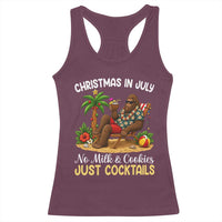 Funny Christmas In July Bigfoot Racerback Tank Top No Milk And Cookies Just Cocktails