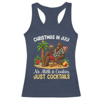 Funny Christmas In July Bigfoot Racerback Tank Top No Milk And Cookies Just Cocktails