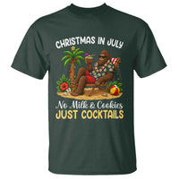 Funny Christmas In July Bigfoot T Shirt No Milk And Cookies Just Cocktails