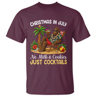 Funny Christmas In July Bigfoot T Shirt No Milk And Cookies Just Cocktails