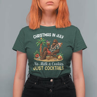 Funny Christmas In July Bigfoot T Shirt For Women No Milk And Cookies Just Cocktails