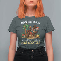 Funny Christmas In July Bigfoot T Shirt For Women No Milk And Cookies Just Cocktails