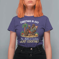 Funny Christmas In July Bigfoot T Shirt For Women No Milk And Cookies Just Cocktails