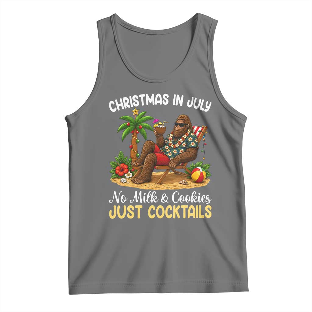 Funny Christmas In July Bigfoot Tank Top No Milk And Cookies Just Cocktails
