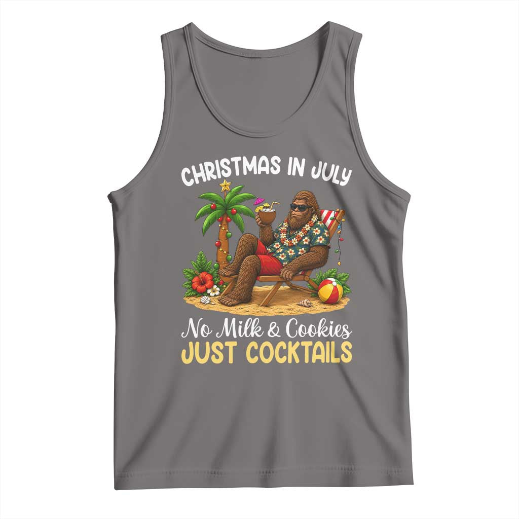 Funny Christmas In July Bigfoot Tank Top No Milk And Cookies Just Cocktails