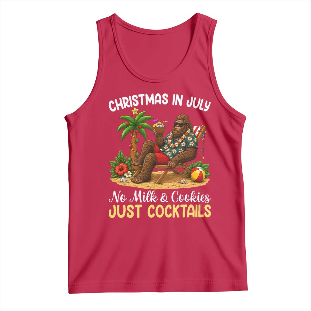 Funny Christmas In July Bigfoot Tank Top No Milk And Cookies Just Cocktails