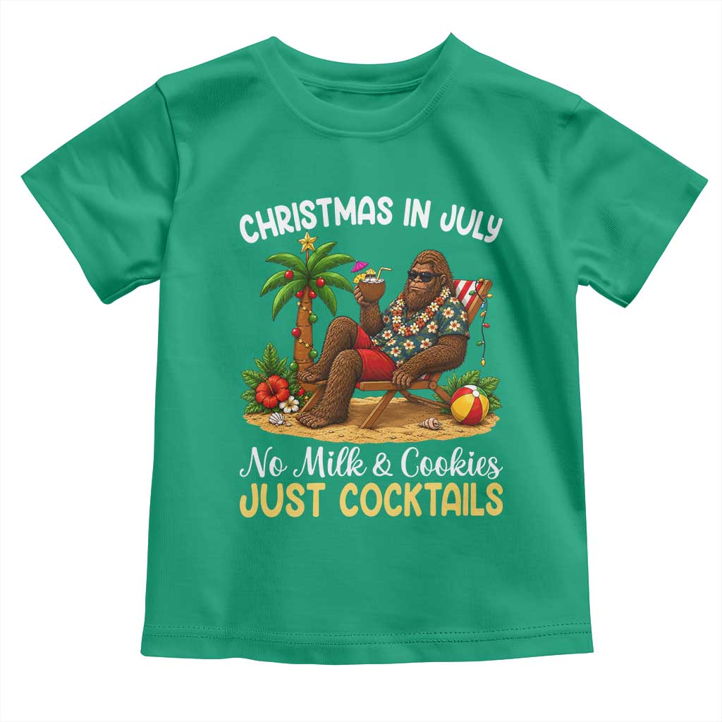 Funny Christmas In July Bigfoot Toddler T Shirt No Milk And Cookies Just Cocktails