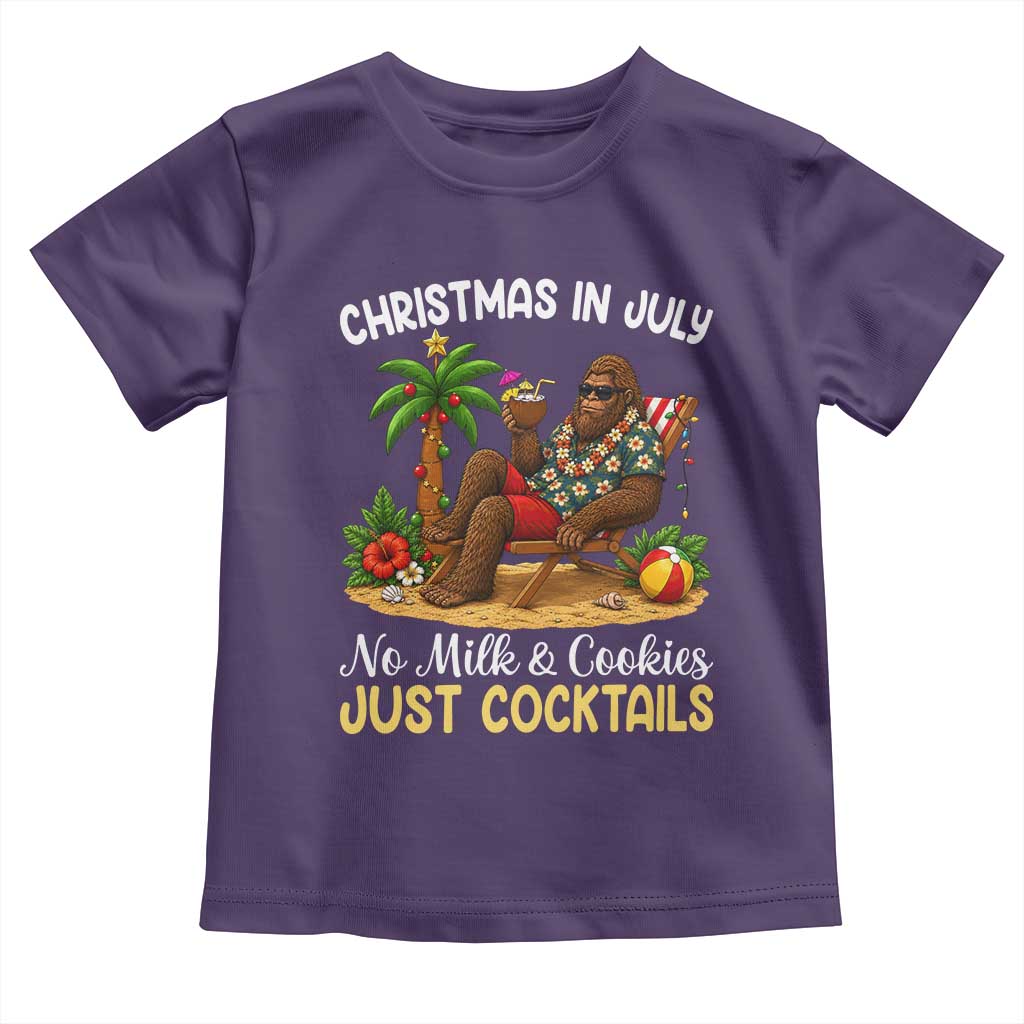 Funny Christmas In July Bigfoot Toddler T Shirt No Milk And Cookies Just Cocktails