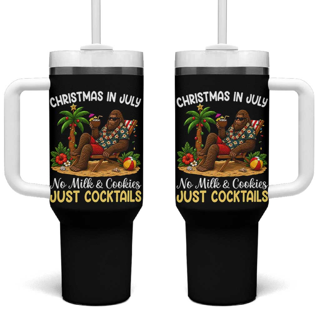 Funny Christmas In July Bigfoot Tumbler With Handle No Milk And Cookies Just Cocktails